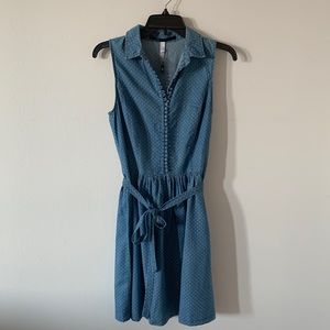 Kenzie chambray and white polka dot dress